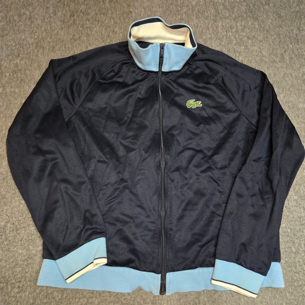 Vintage Lacoste Track Jacket Mens 7 Navy Blue Full Zip Embroidered Logo